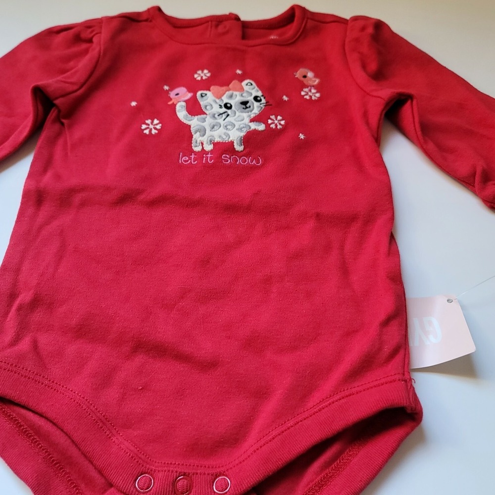Gymboree Cozy Kitty 3-6 mo Red Bodysuit leopard kitty Retail NWT - Picture 2 of 2
